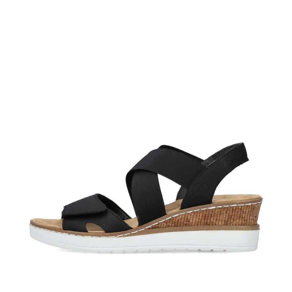 Rieker Women's Wedge Sandals - Deep Black